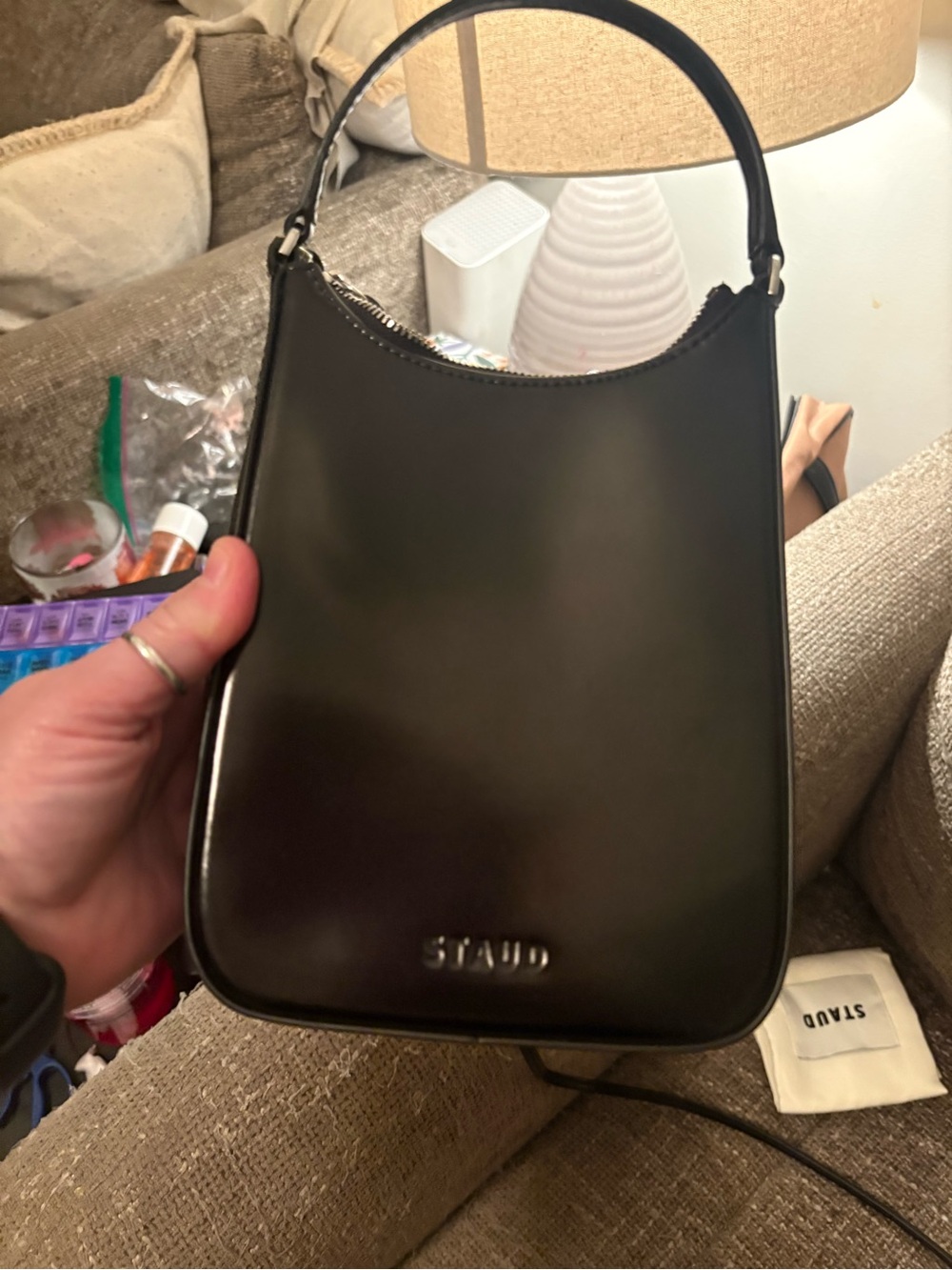 STAUD Mini Alec black hobo bag handbag crossbody bag and dust bag included